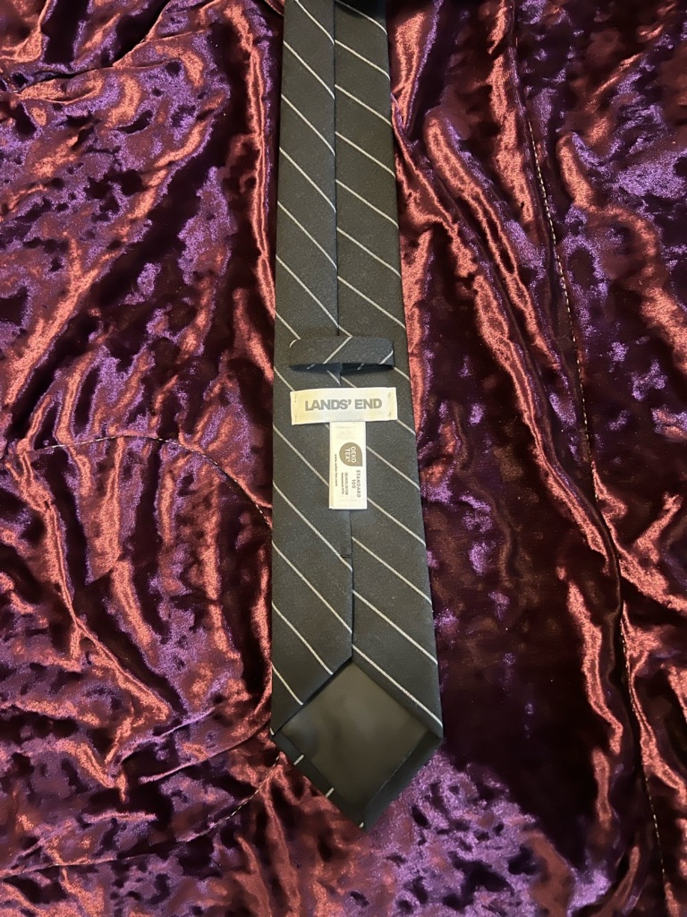 Chase Bank Lands’ End Striped Black Neck Tie